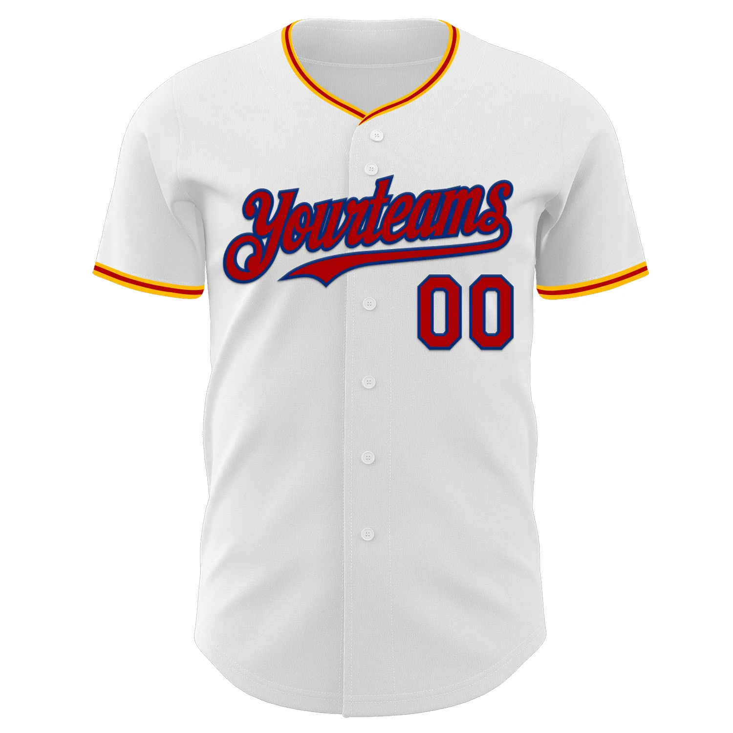 Custom White Red Royal-Gold Authentic Baseball Jersey