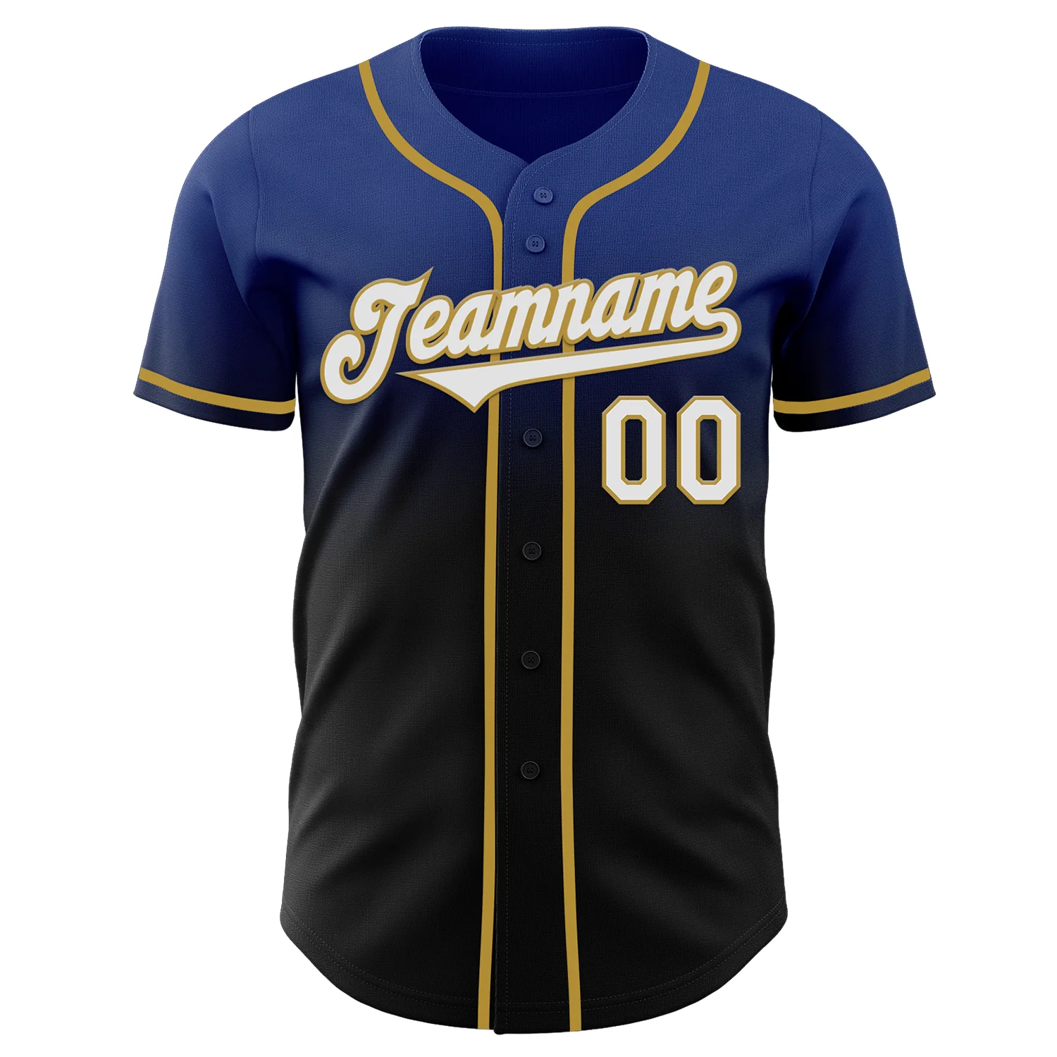 Custom Royal Black-Old Gold Authentic Fade Fashion Baseball Jersey