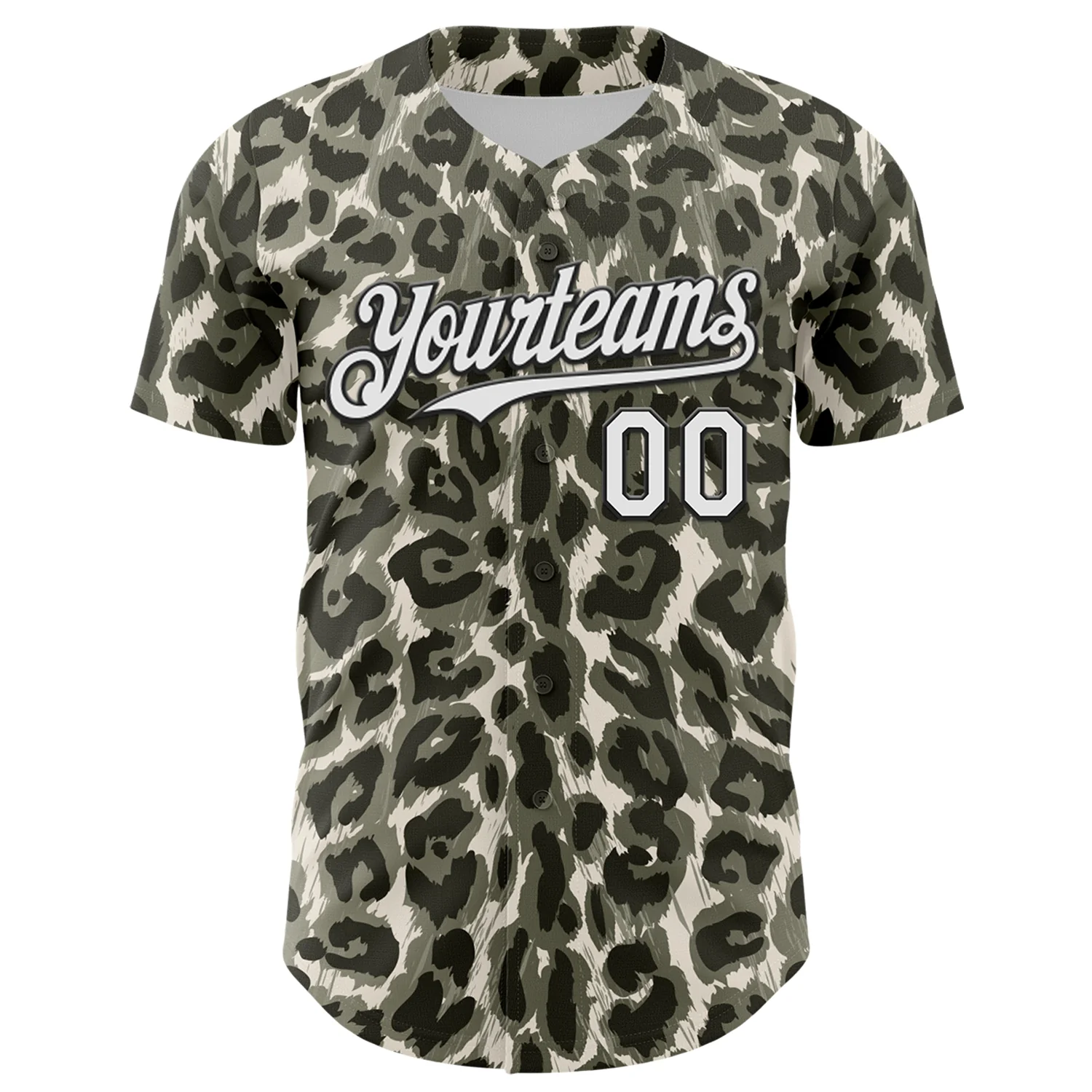 Custom Cream White-Black 3D Pattern Design Rave Party Animal Leopard Print Authentic Baseball Jersey