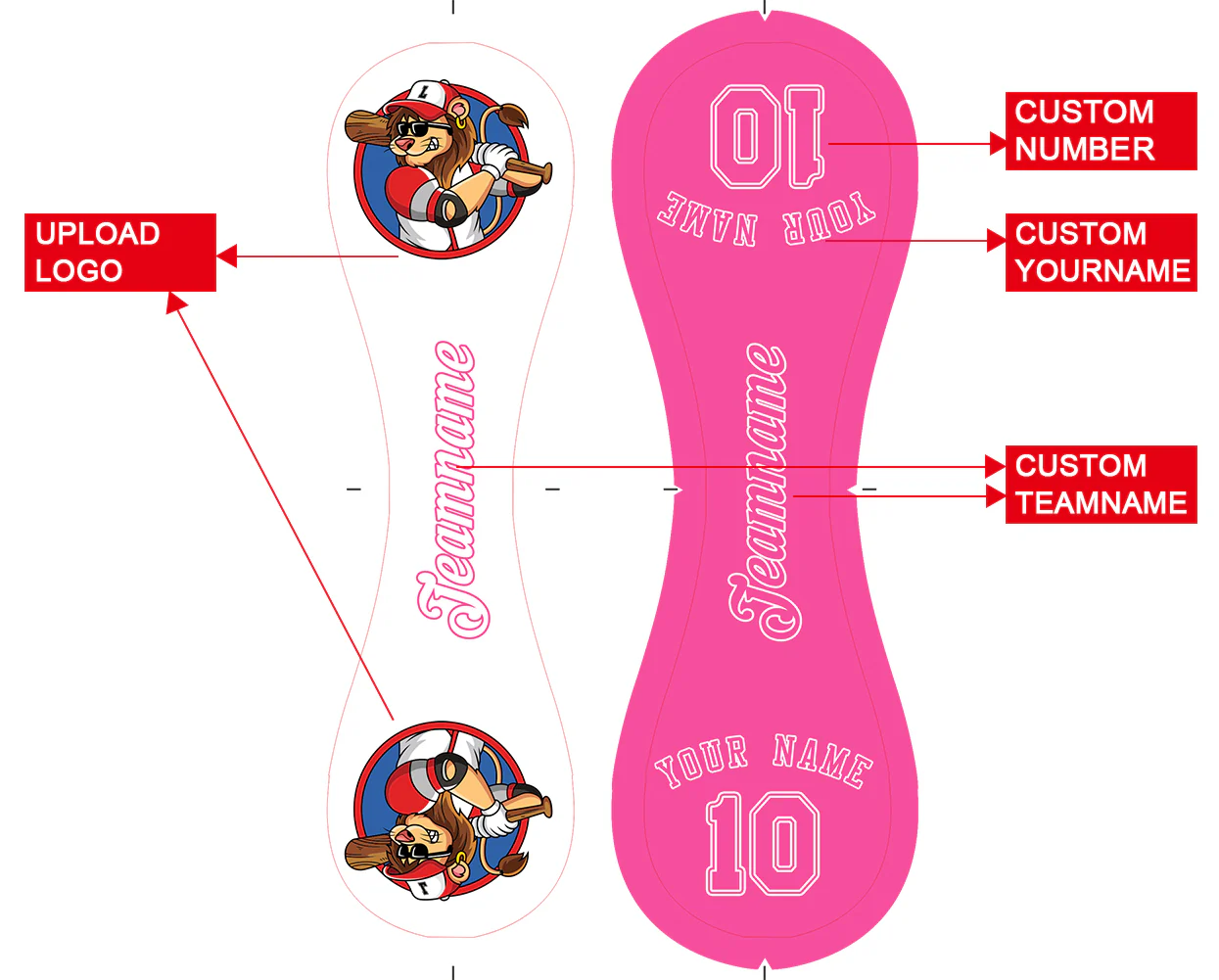 Personalized White Pink Half Leather Pink Authentic Baseballs