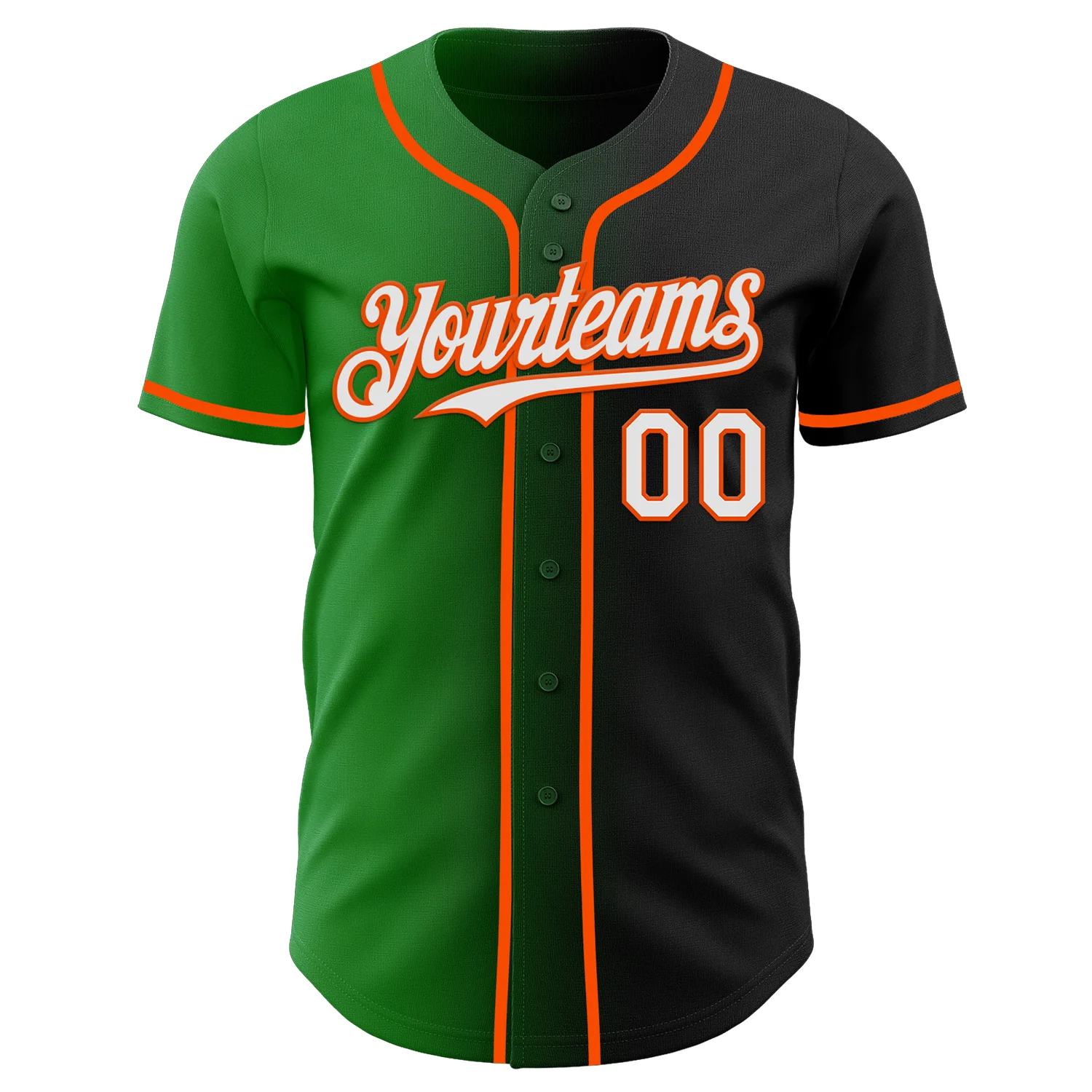 Custom Black White Grass Green-Orange Authentic Gradient Fashion Baseball Jersey