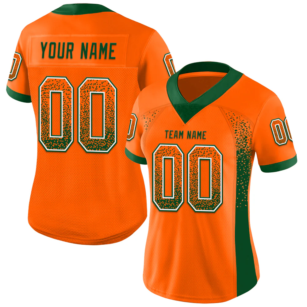 Custom Orange Green-White Drift Fashion Football Jersey