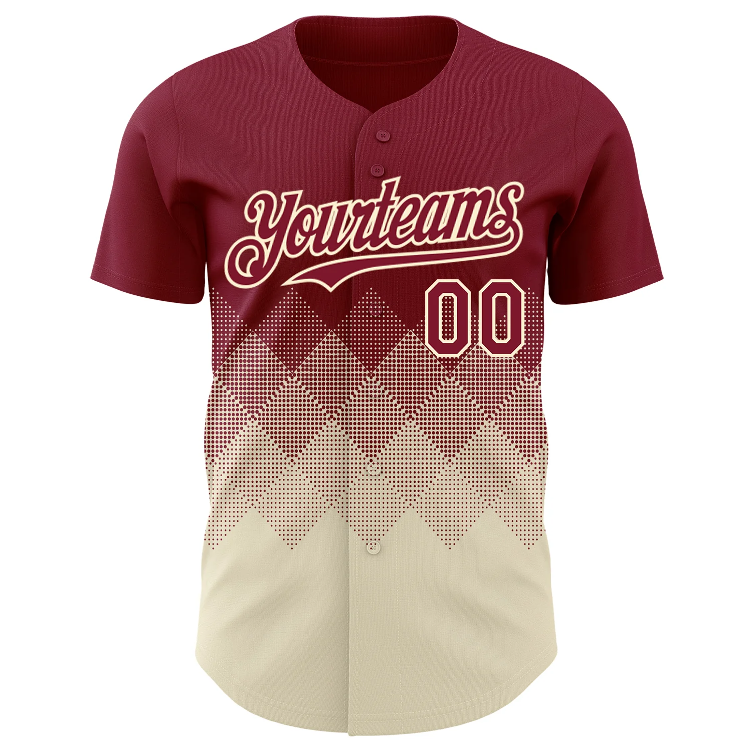 Custom Crimson Cream 3D Gradient Square Shape Authentic Baseball Jersey