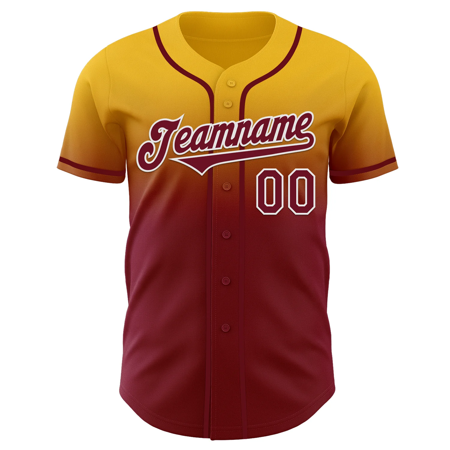 Custom Gold Crimson-White Authentic Fade Fashion Baseball Jersey