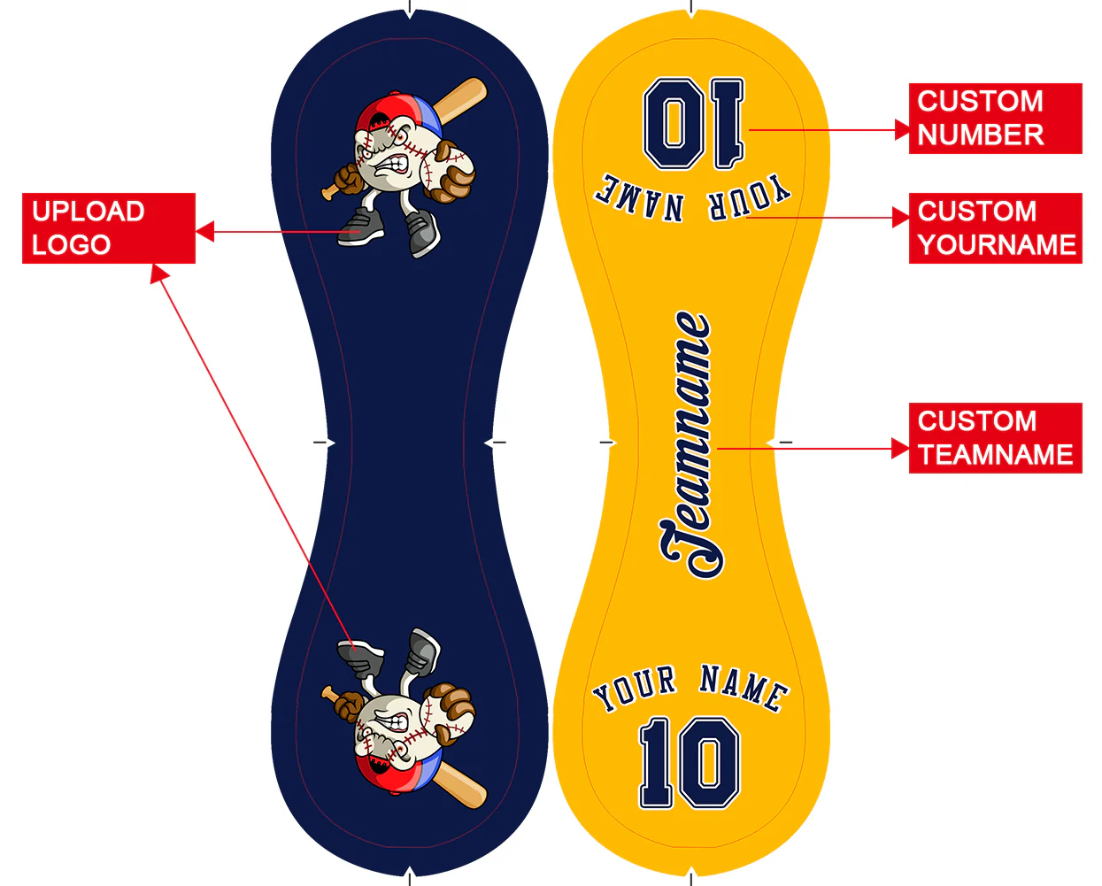 Personalized Navy Gold Half Leather Navy Authentic Baseballs