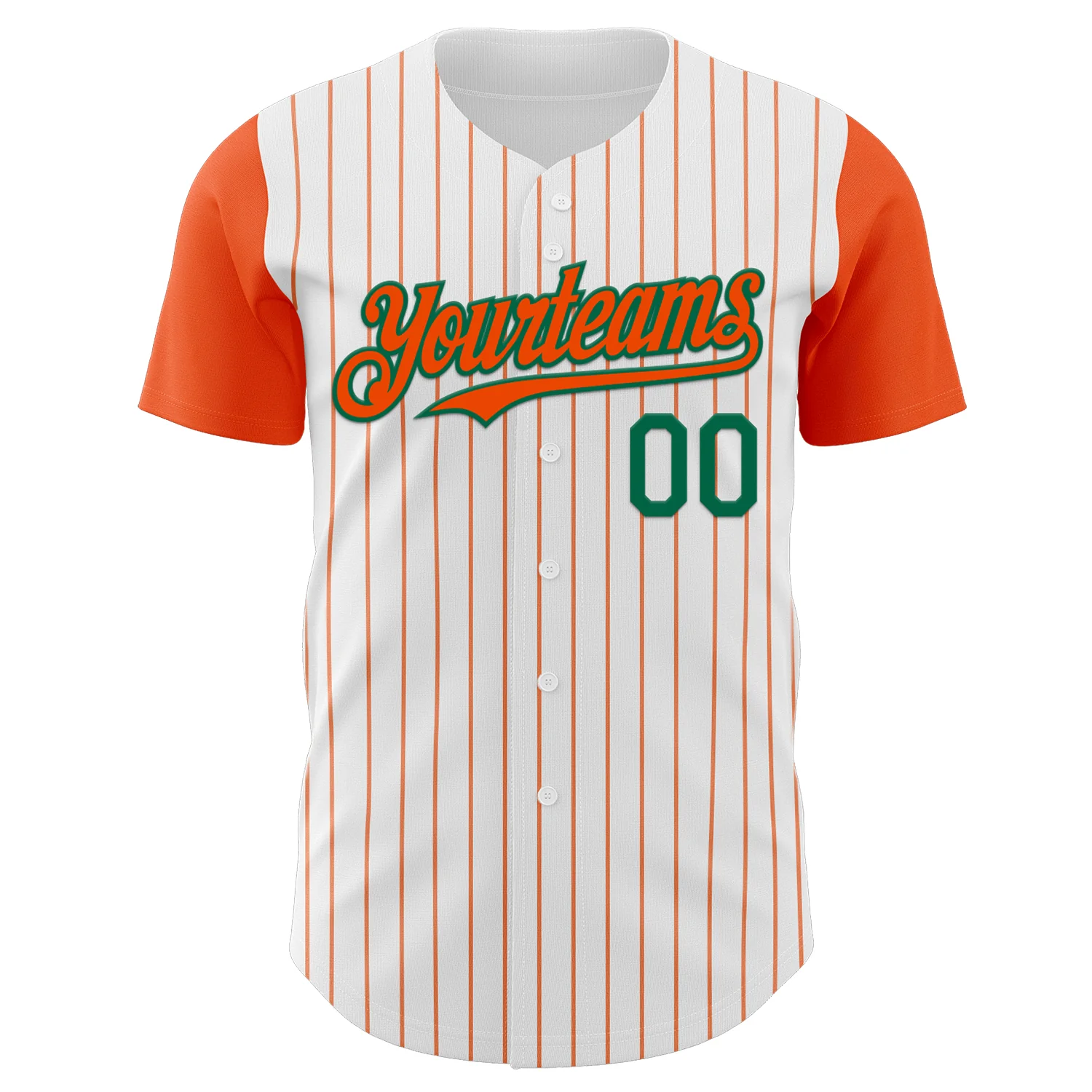 Custom White Orange Pinstripe Kelly Green Authentic Two Tone Baseball Jersey