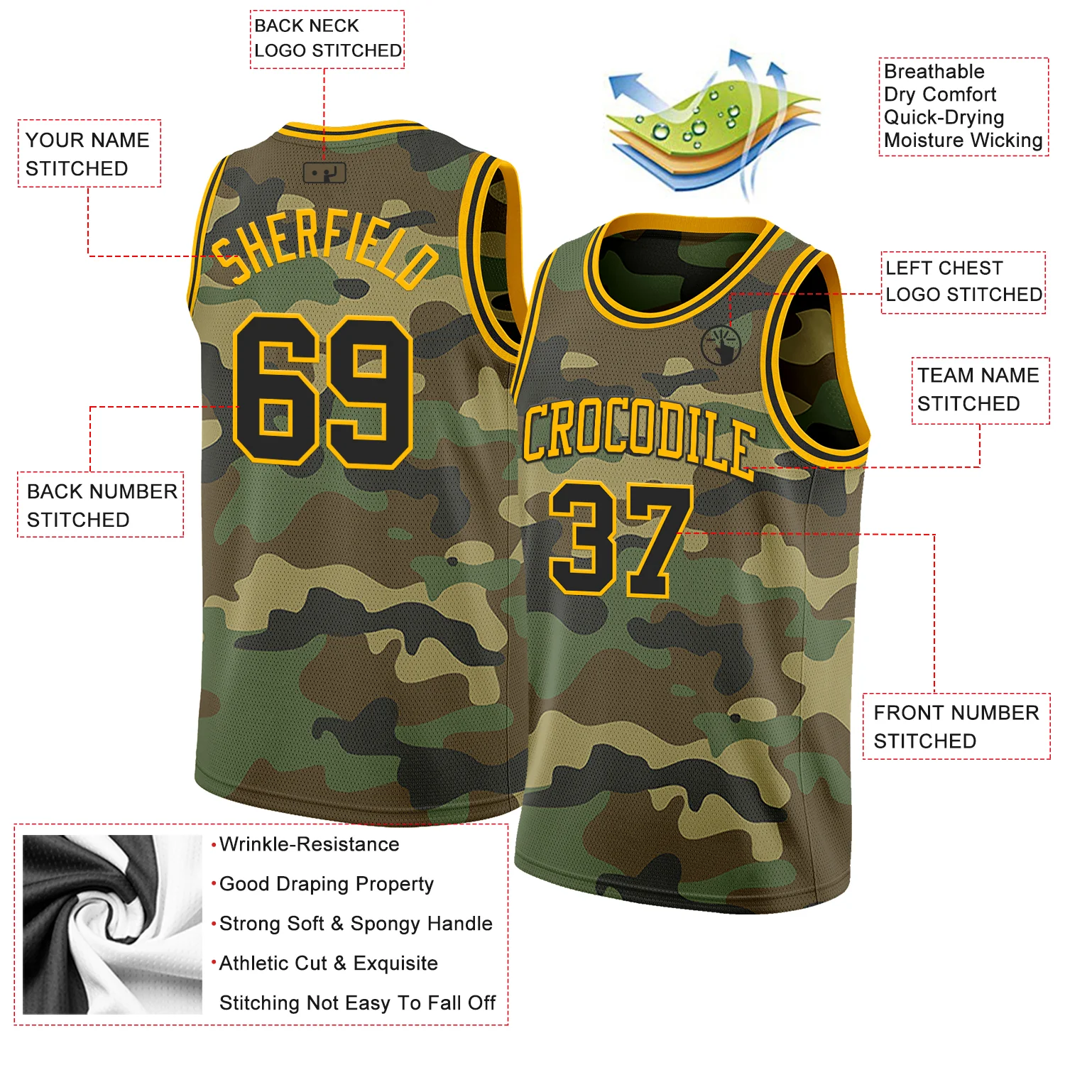 Custom Camo Black-Gold Authentic Salute To Service Basketball Jersey