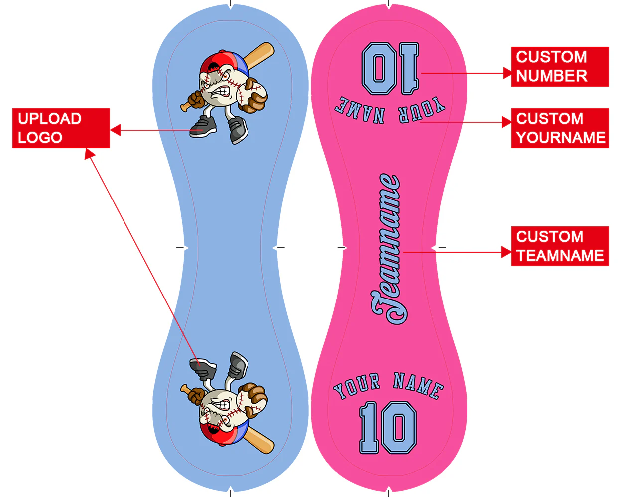 Personalized Blue Pink Half Leather Blue Authentic Baseballs