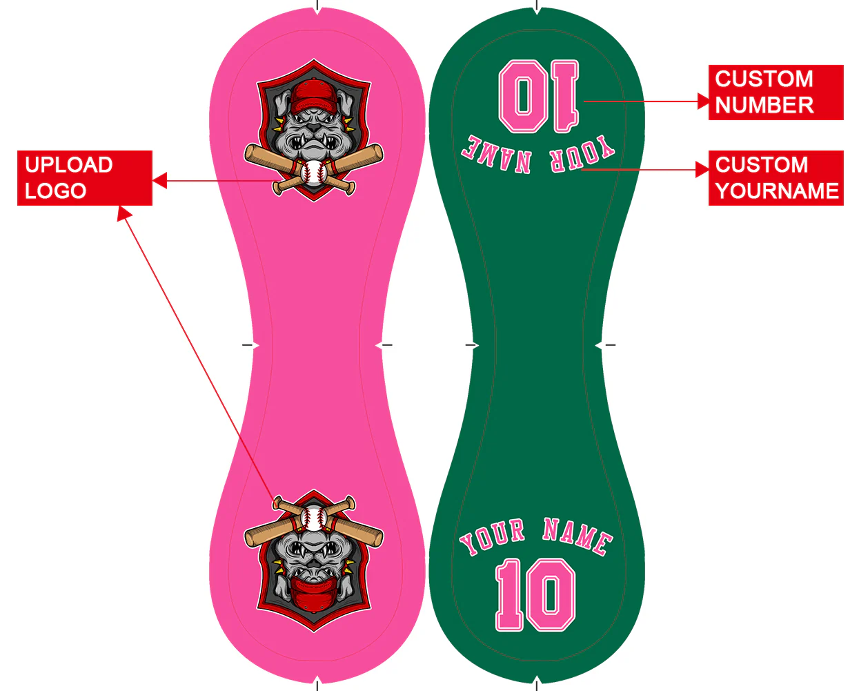 Personalized Pink Kelly Green Half Leather Pink Authentic Baseballs