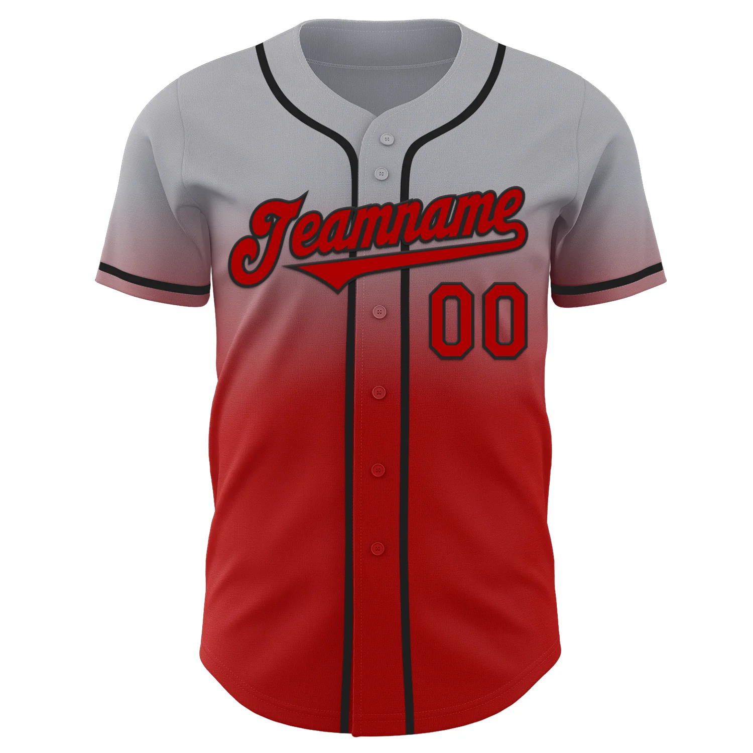 Custom Gray Red-Black Authentic Fade Fashion Baseball Jersey
