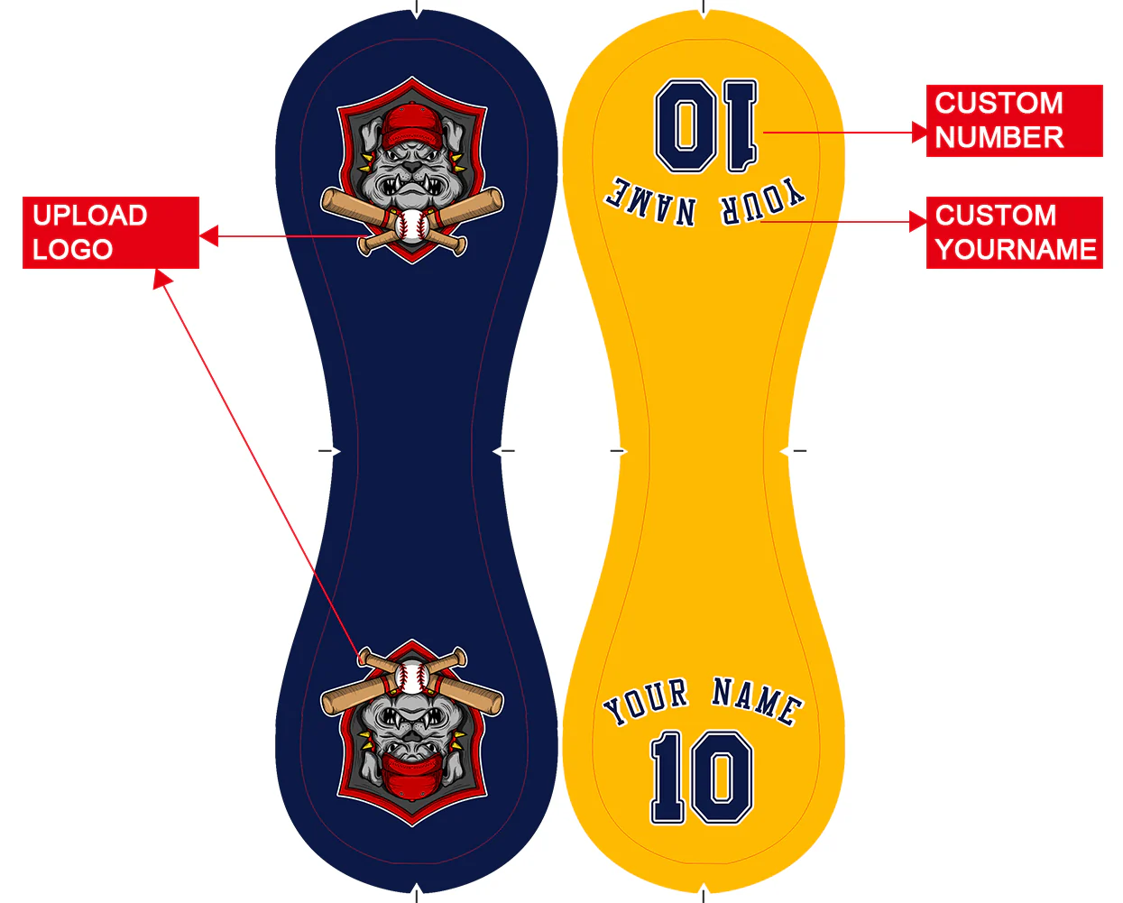 Personalized Navy Gold Half Leather Navy Authentic Baseballs