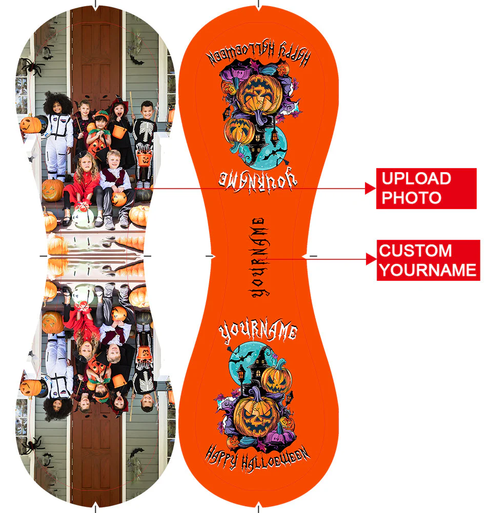 Personalized Orange Happy Halloween Pumpkin Bat Photo Baseballs