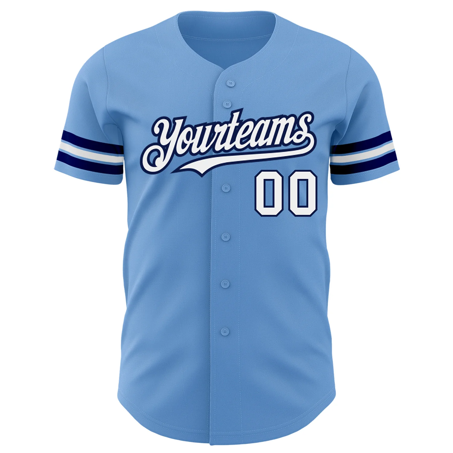 Custom Light Blue White-Navy Authentic Baseball Jersey
