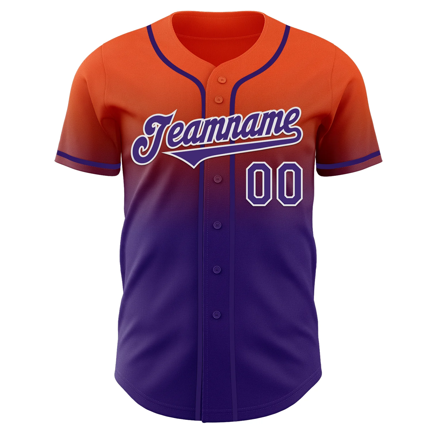 Custom Orange Purple-White Authentic Fade Fashion Baseball Jersey