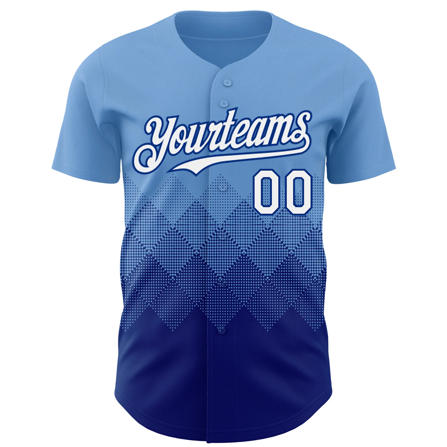 Custom Light Blue White-Royal 3D Gradient Square Shape Authentic Baseball Jersey