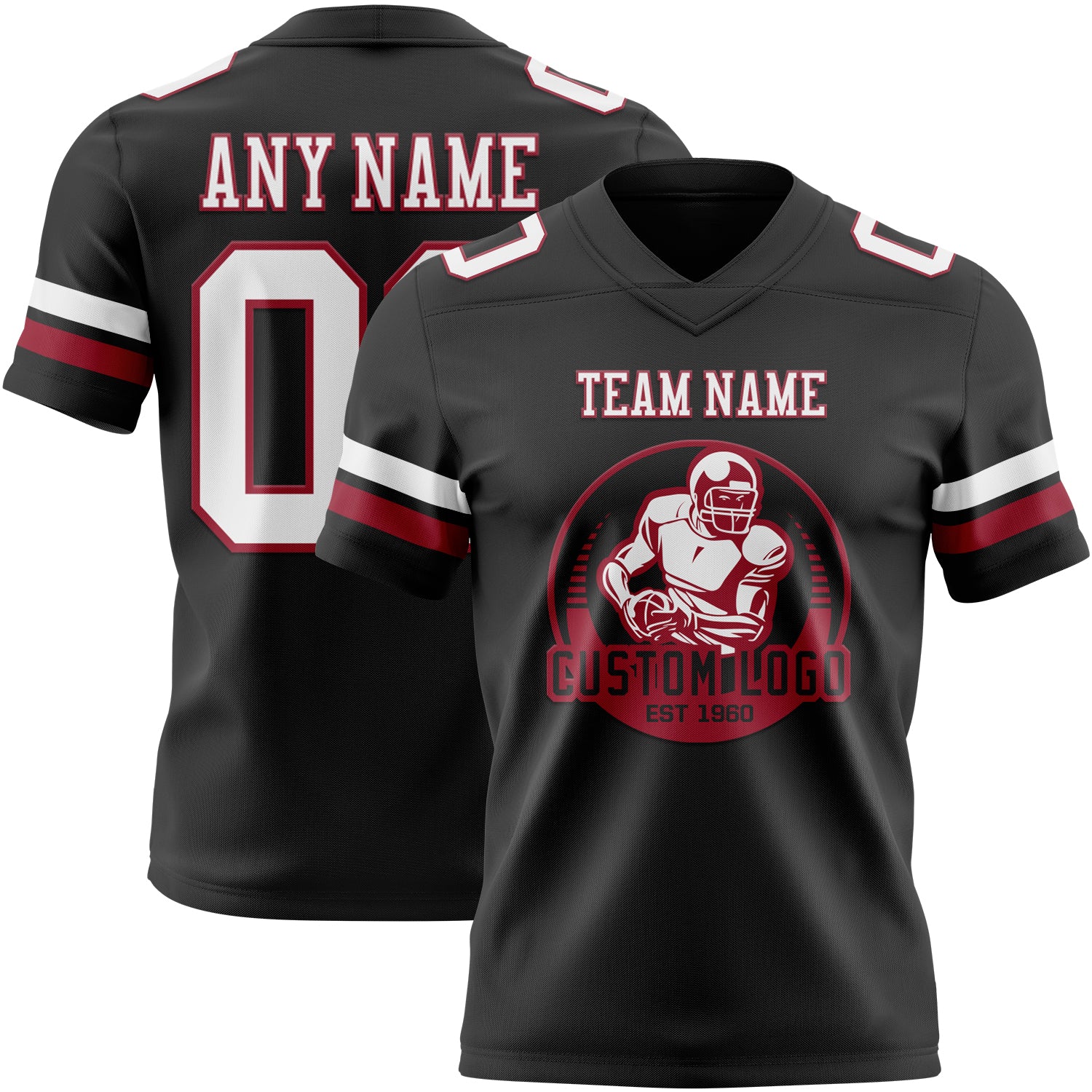 Custom Black White-Cardinal Authentic Football Jersey