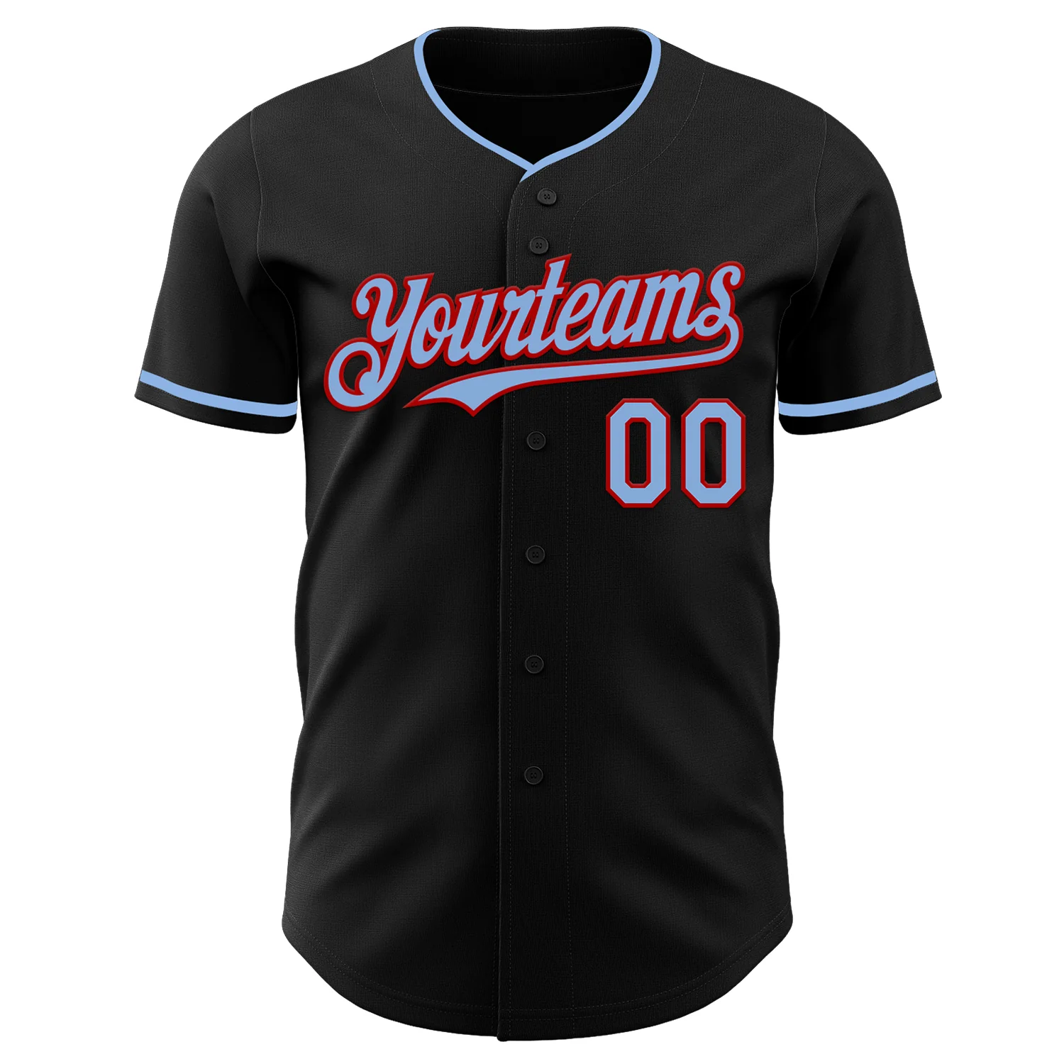 Custom Black Light Blue-Red Authentic Baseball Jersey