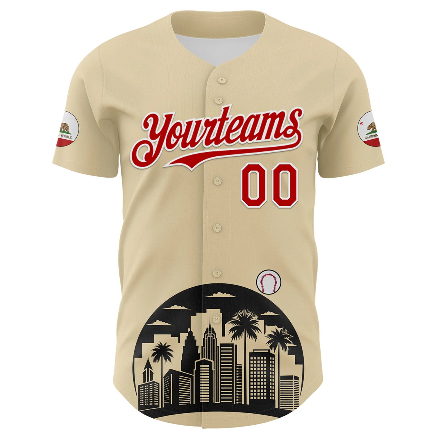 Custom Cream Red Black-White 3D Urban City Edition Sports Authentic Baseball Jersey