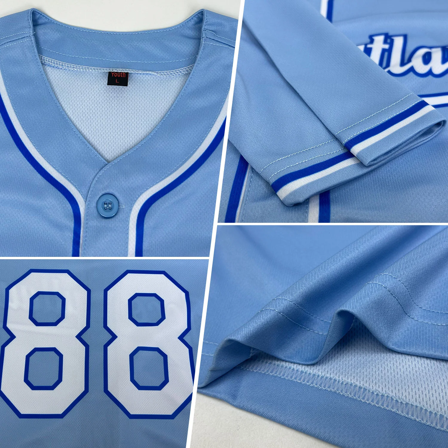 Custom Light Blue White-Royal Authentic Baseball Jersey