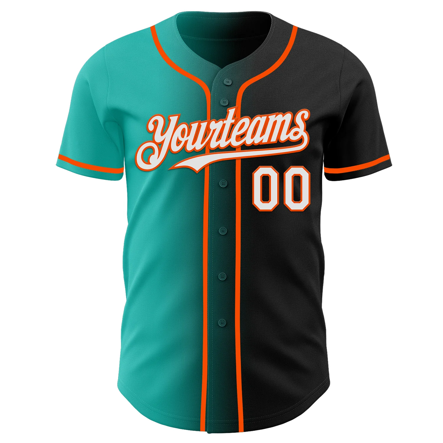 Custom Black White Aqua-Orange Authentic Gradient Fashion Baseball Jersey