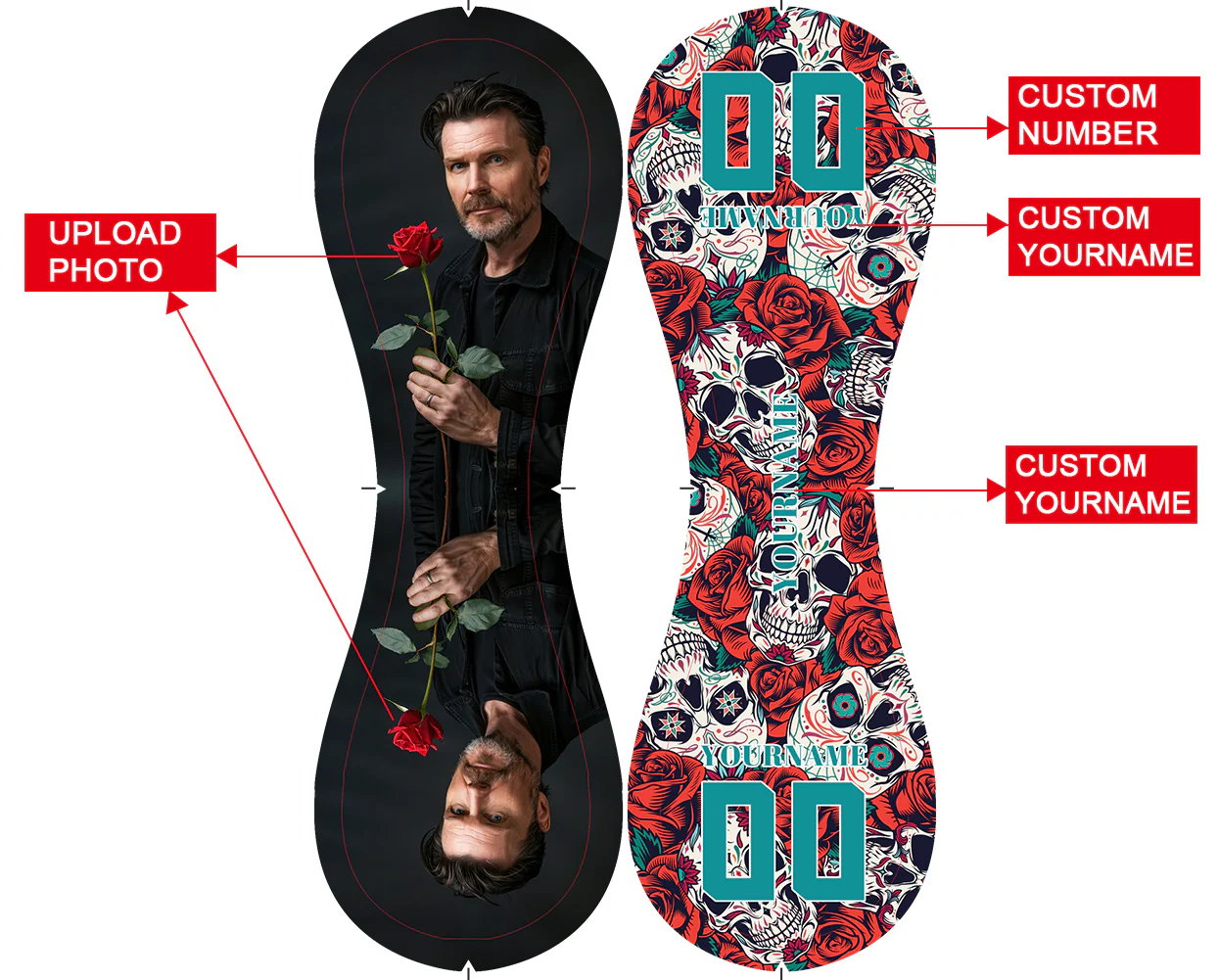 Personalized Rose Skull Photo Baseballs