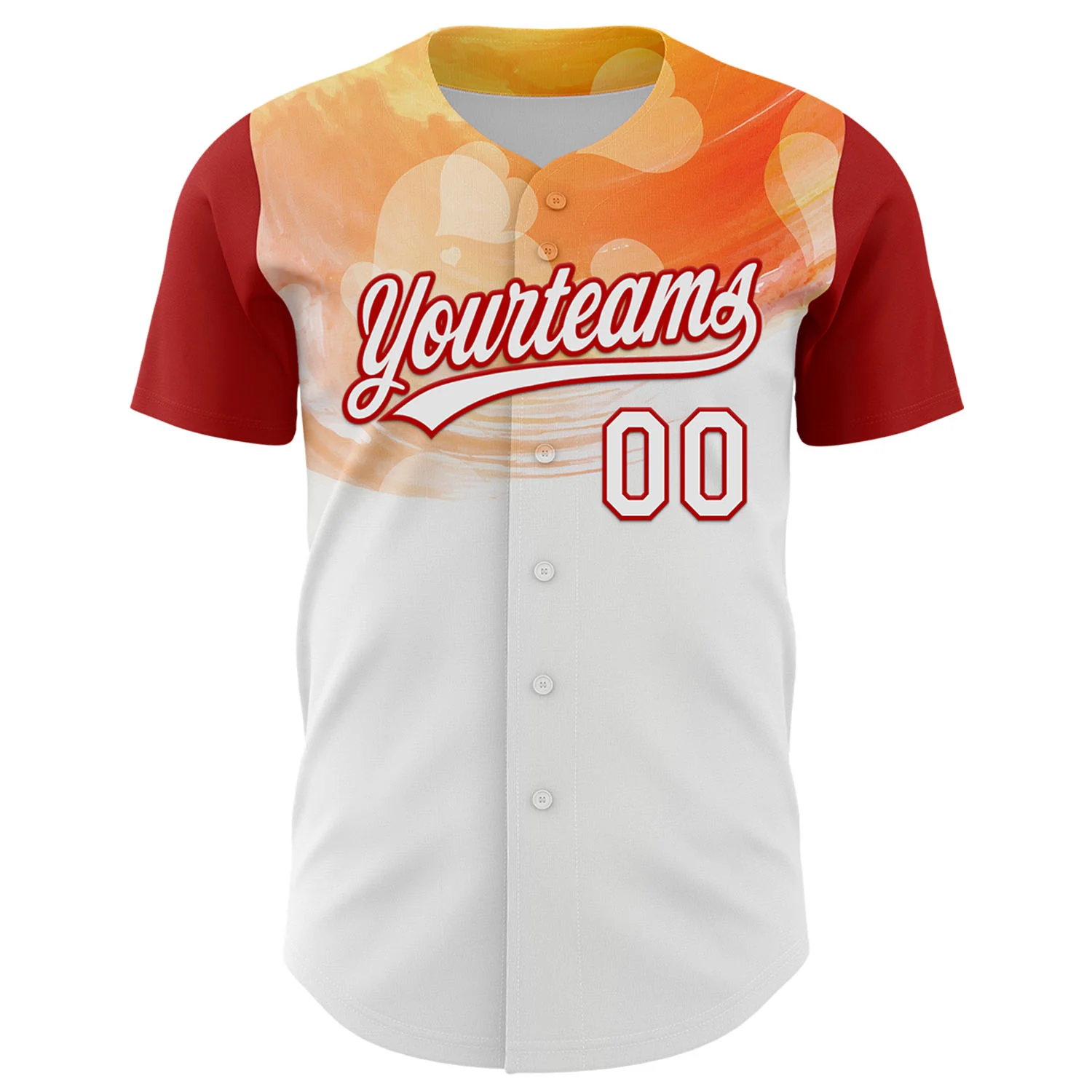 Custom White Red 3D Pattern Design Mother's Day Family Love Authentic Baseball Jersey