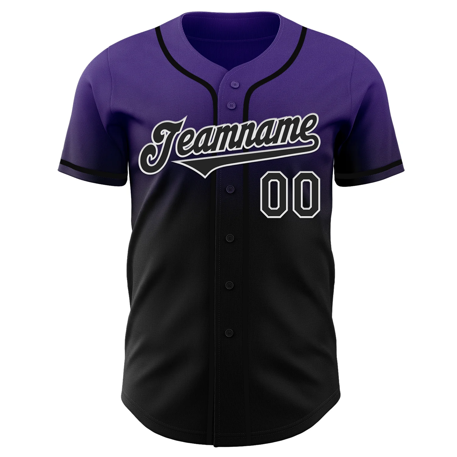 Custom Purple Black-White Authentic Fade Fashion Baseball Jersey