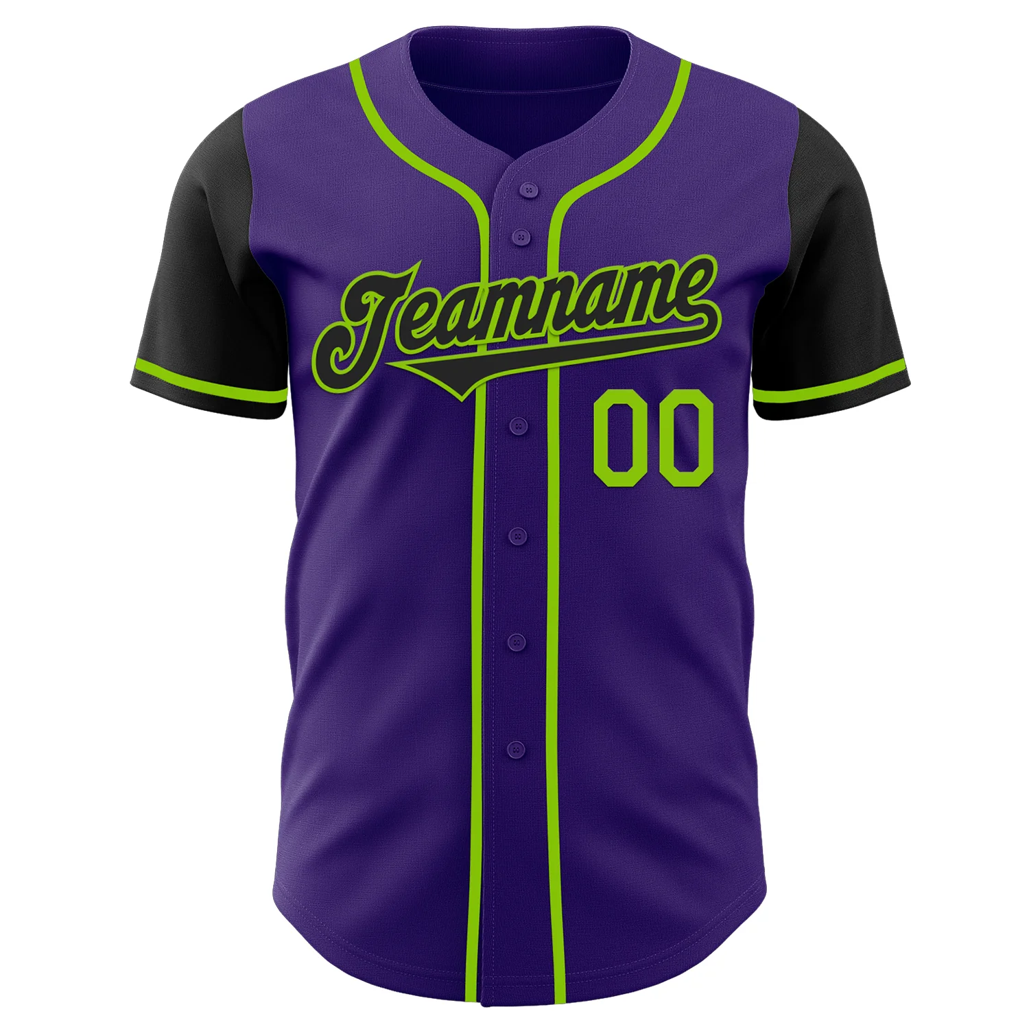 Custom Purple Black-Neon Green Authentic Two Tone Baseball Jersey