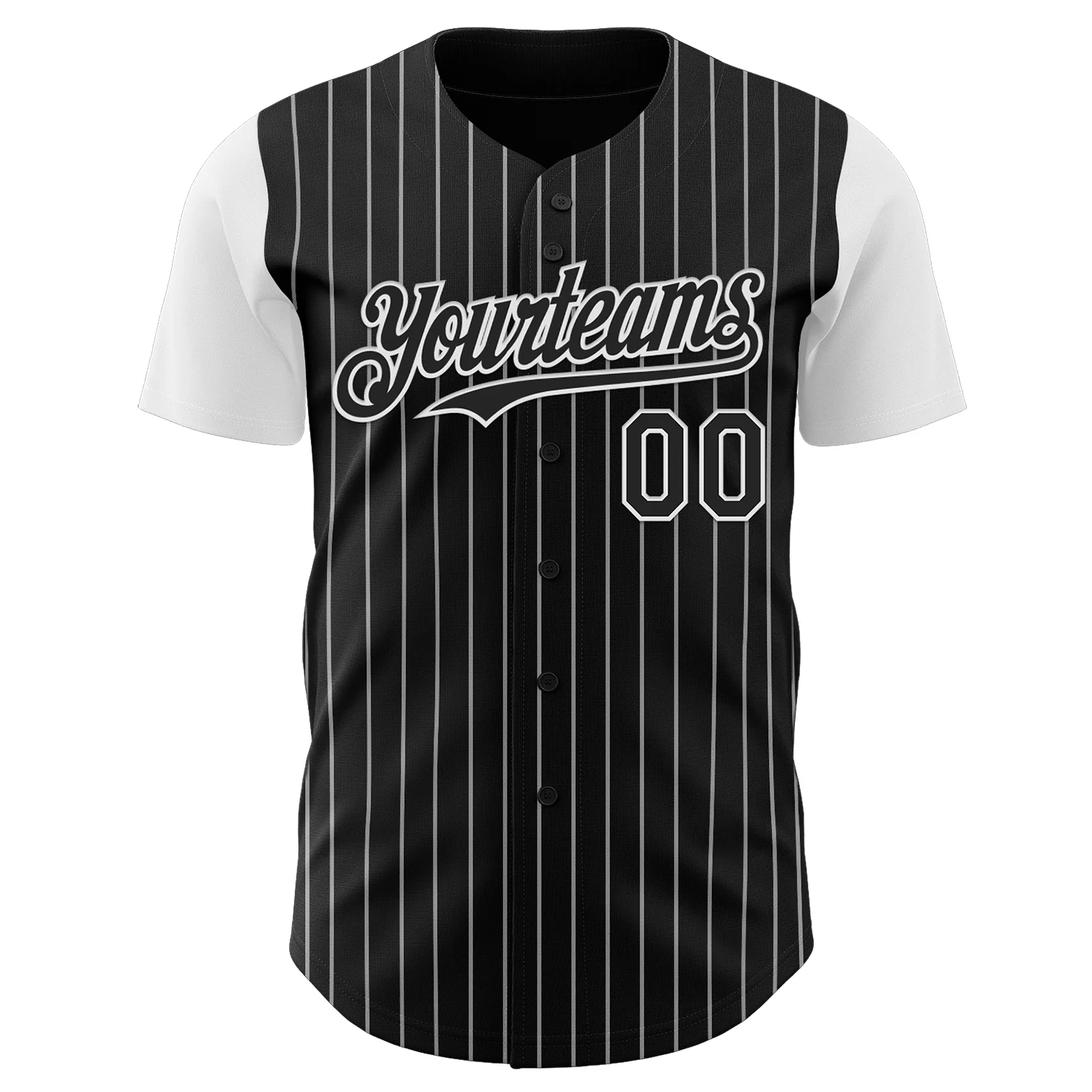 Custom Black White Pinstripe White Authentic Two Tone Baseball Jersey