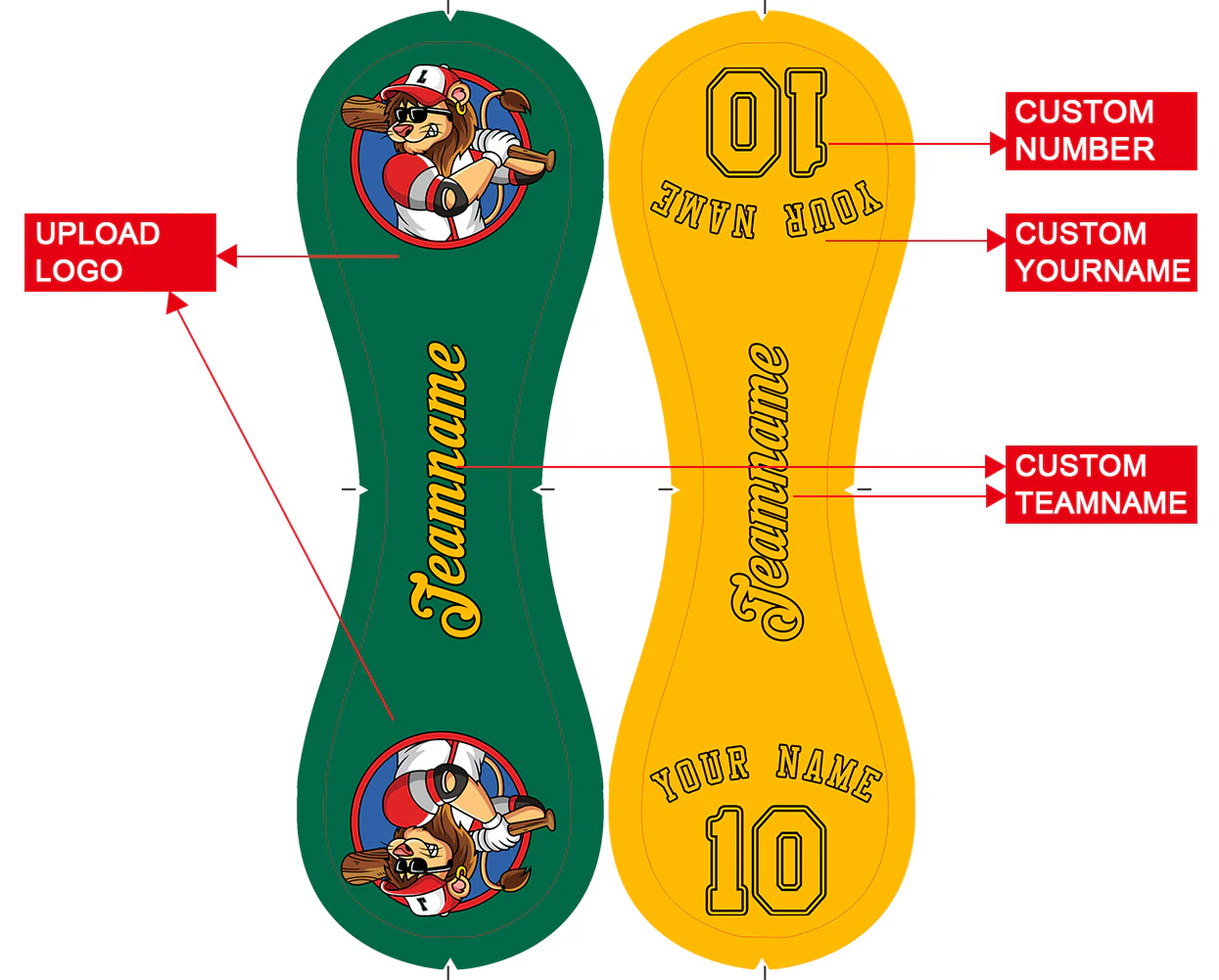 Personalized Kelly Green Gold Half Leather Gold Authentic Baseballs