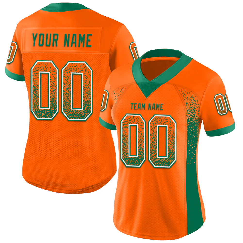 Custom Orange Kelly Green-White Drift Fashion Football Jersey