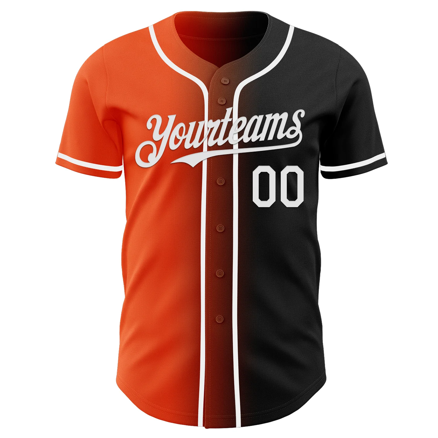 Custom Black White-Orange Authentic Gradient Fashion Baseball Jersey
