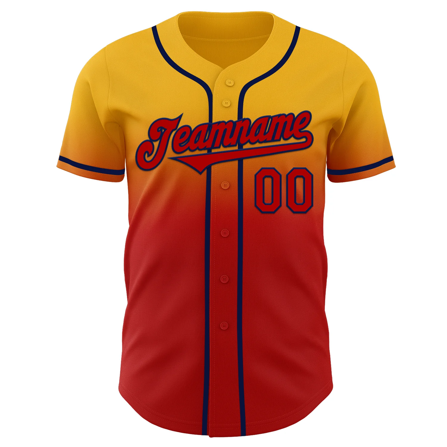 Custom Gold Red-Navy Authentic Fade Fashion Baseball Jersey