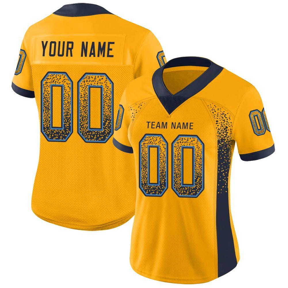 Custom Gold Navy-Powder Blue Drift Fashion Football Jersey