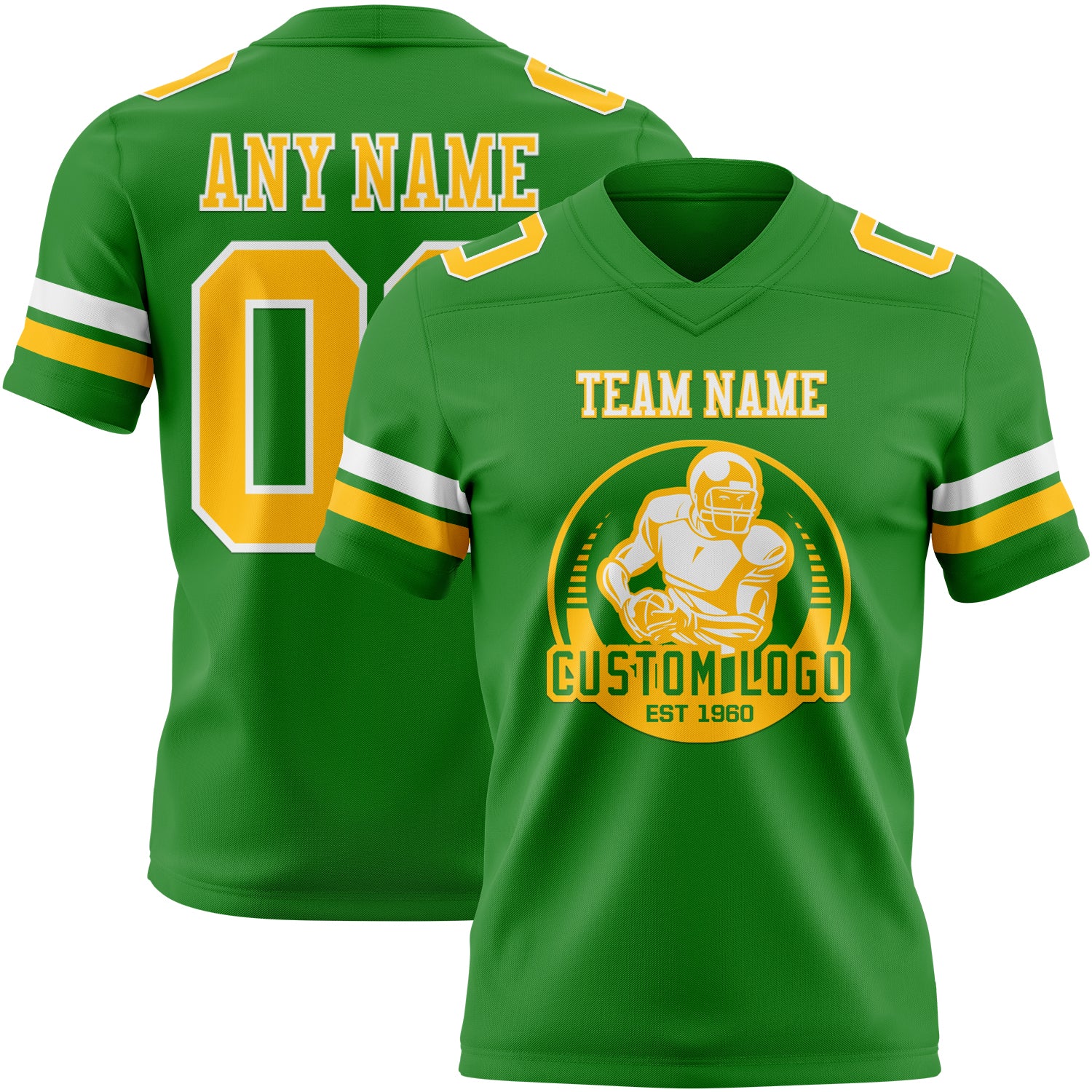 Custom Grass Green Gold-White Authentic Football Jersey