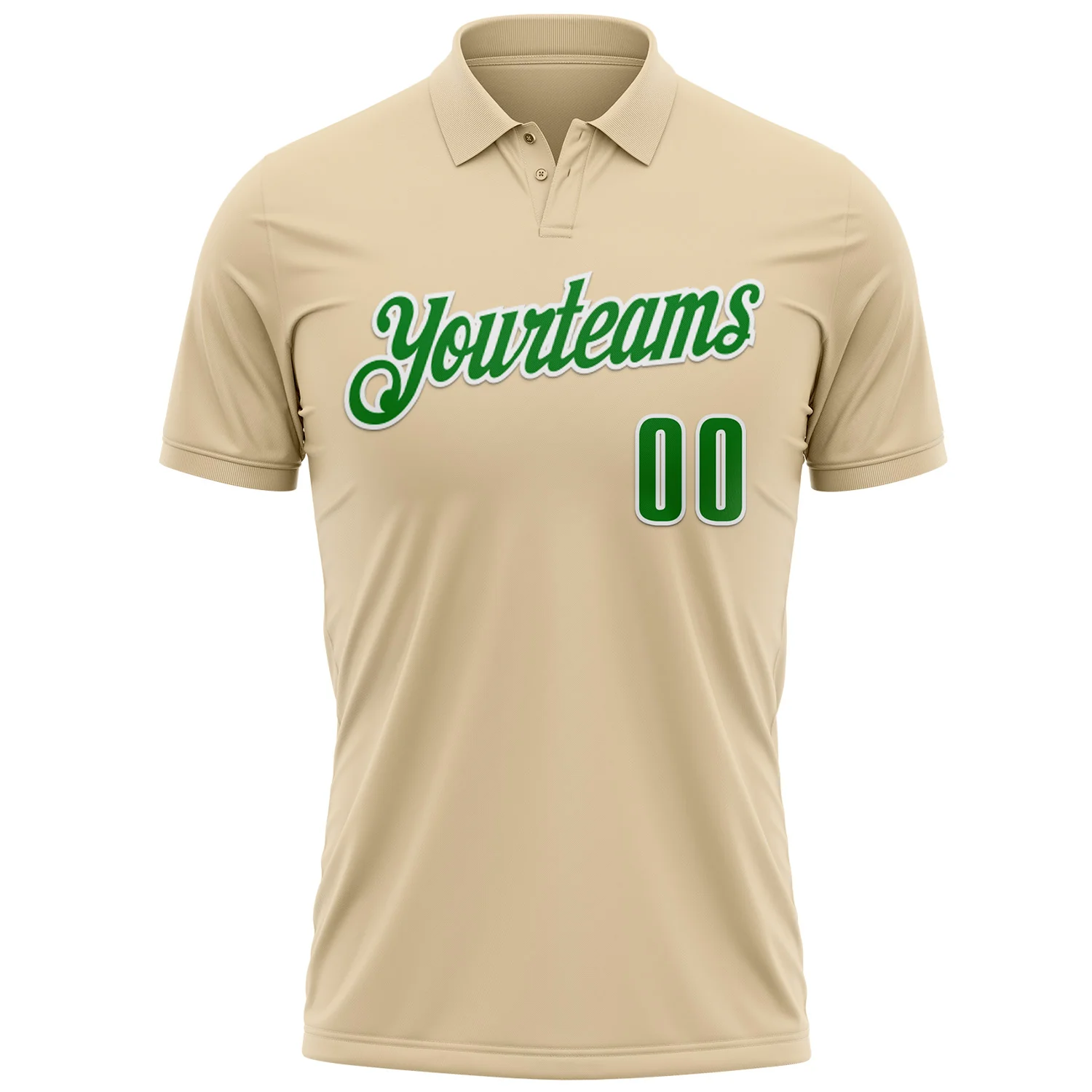 Custom City Cream Grass Green-White 3D Pattern Design Green Ribbon Liver Cancer Heart Performance Polo Shirt