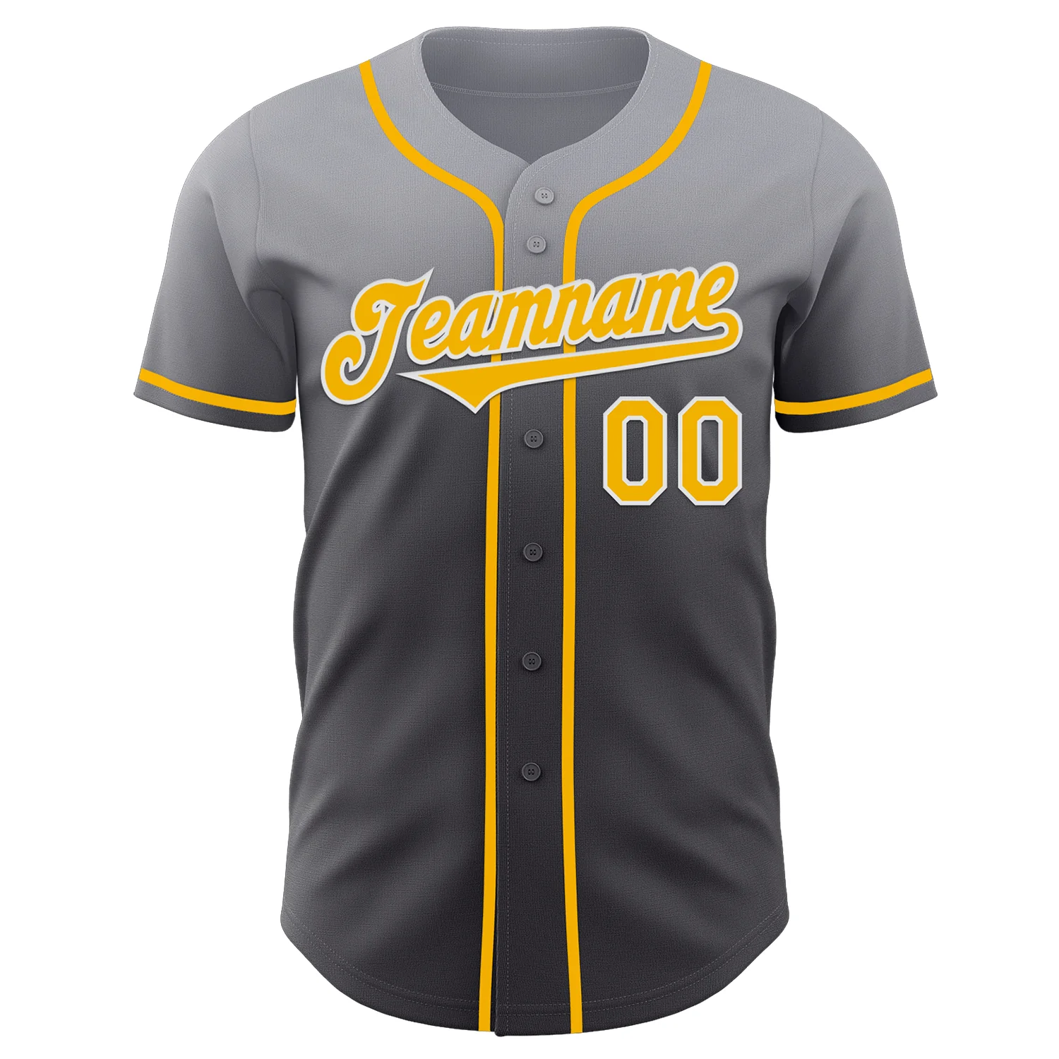 Custom Gray Gold Steel Gray-White Authentic Fade Fashion Baseball Jersey