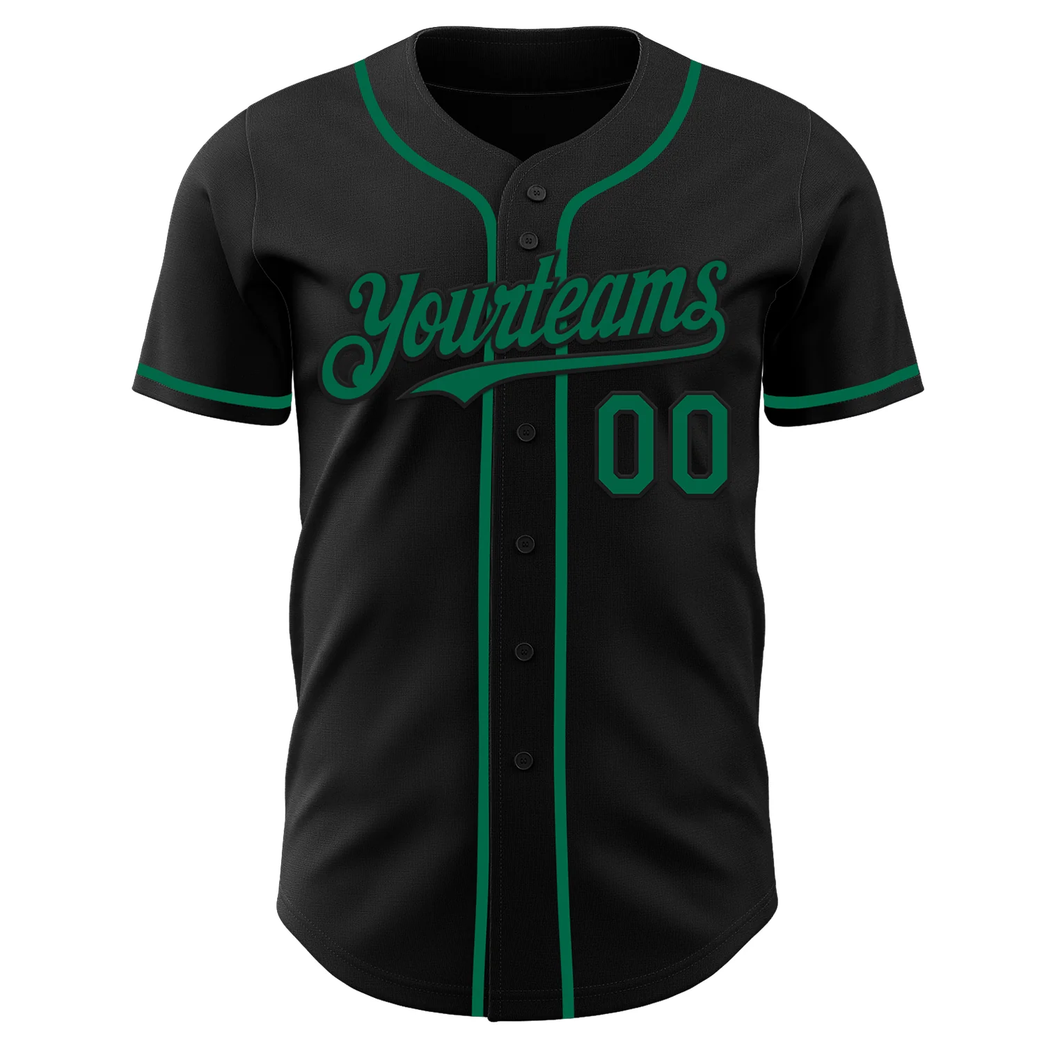 Custom Black Kelly Green Authentic Baseball Jersey