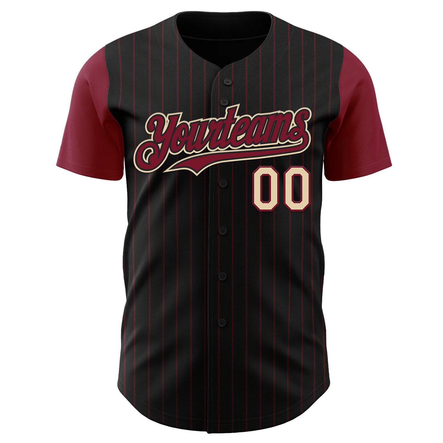 Custom Black Crimson Pinstripe Cream Authentic Two Tone Baseball Jersey