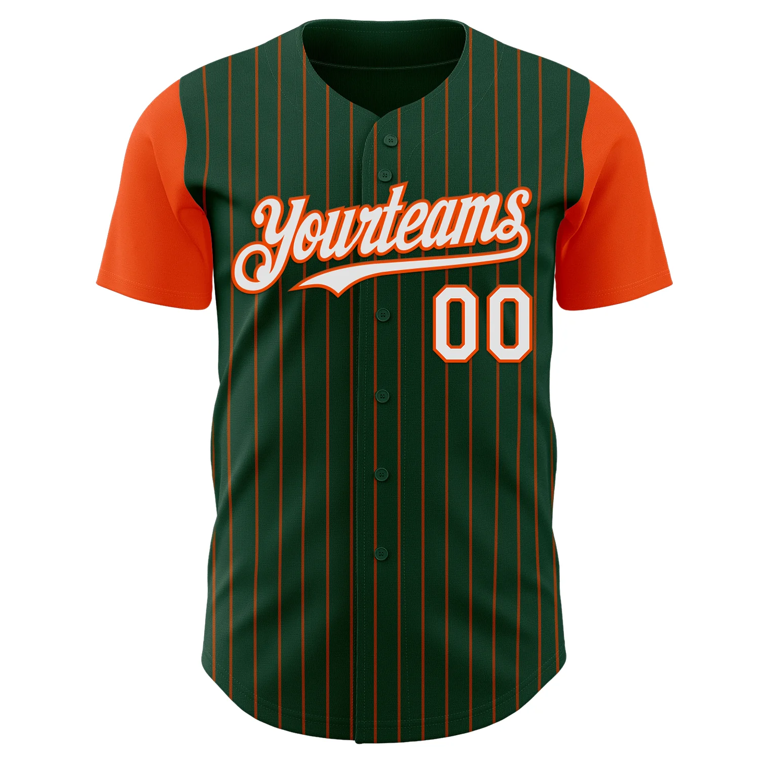 Custom Green Orange Pinstripe White Authentic Two Tone Baseball Jersey