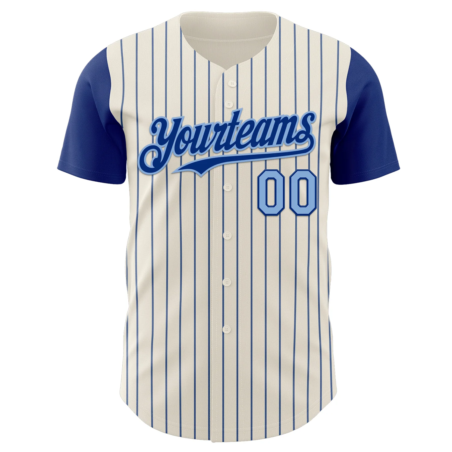 Custom Cream Royal Pinstripe Light Blue Authentic Two Tone Baseball Jersey