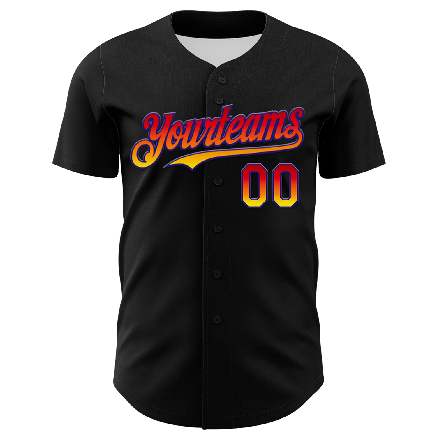 Custom Black Orange-Dark Purple 3D Pattern Design Gradient Miami Cityscape Sunset Authentic Baseball Jersey