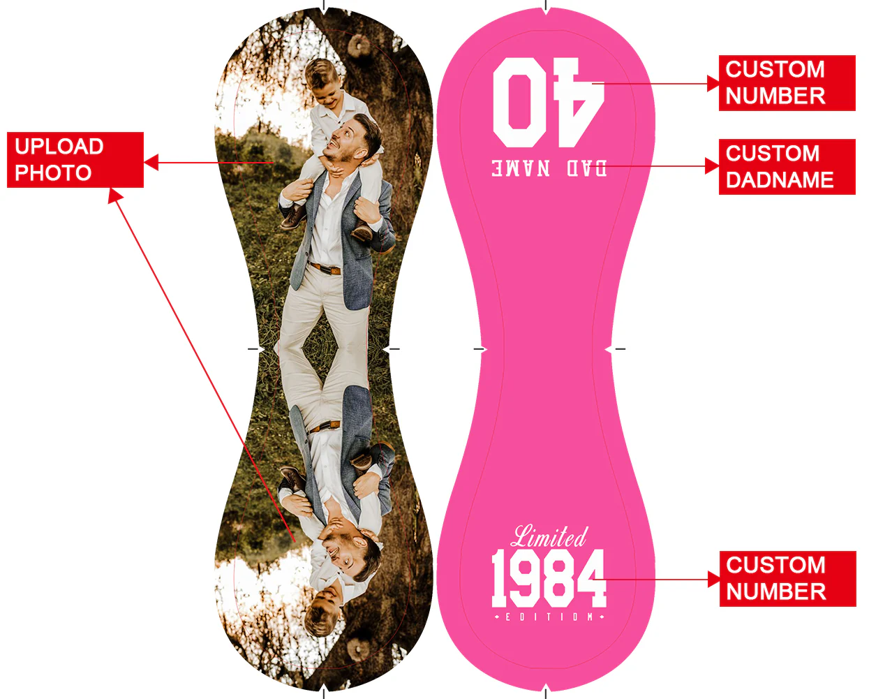 Personalized Dad Name Age Photo Pink Baseballs