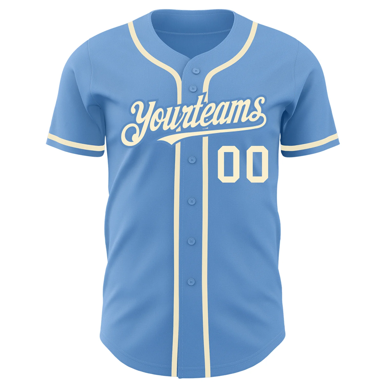Custom Light Blue Cream Authentic Baseball Jersey