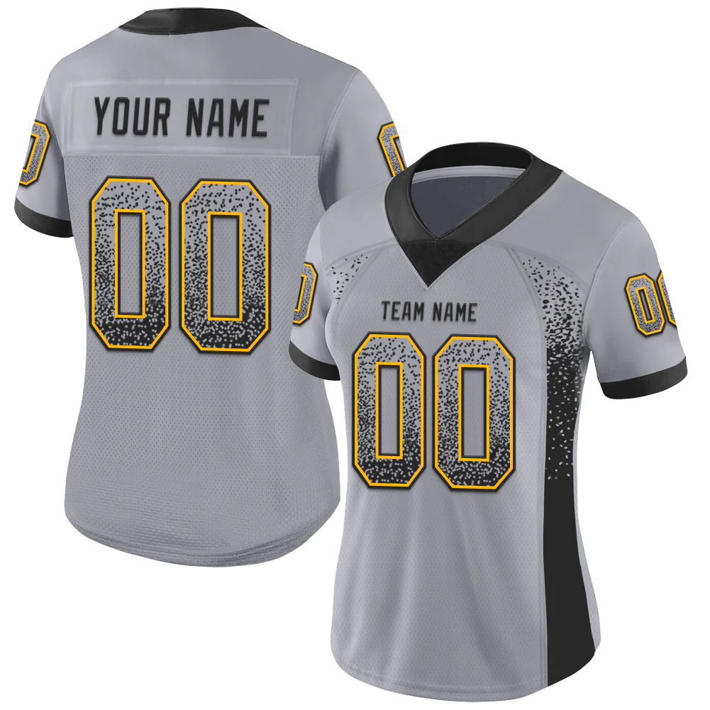 Custom Gray Black-Gold Drift Fashion Football Jersey
