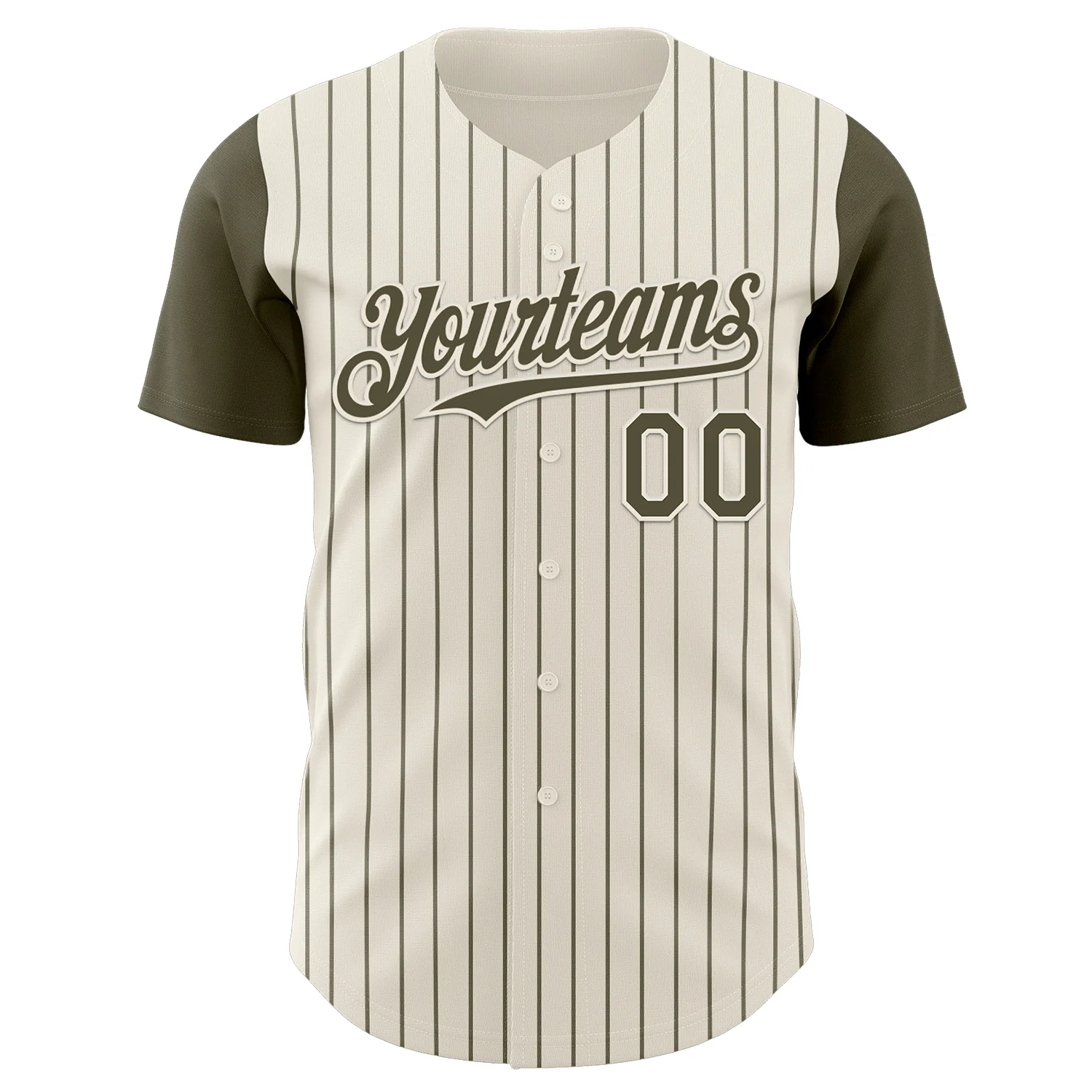 Custom Cream Olive Pinstripe Olive Authentic Two Tone Baseball Jersey