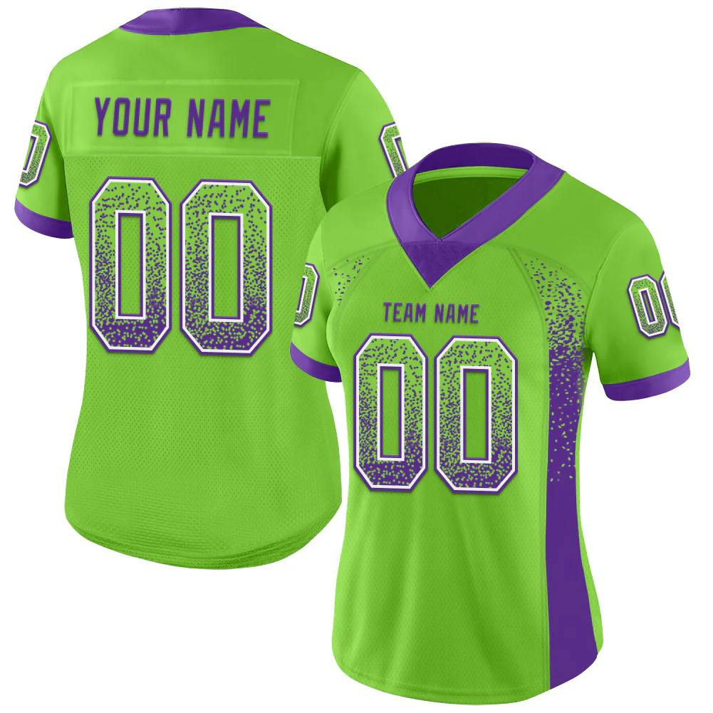 Custom Neon Green Purple-White Drift Fashion Football Jersey