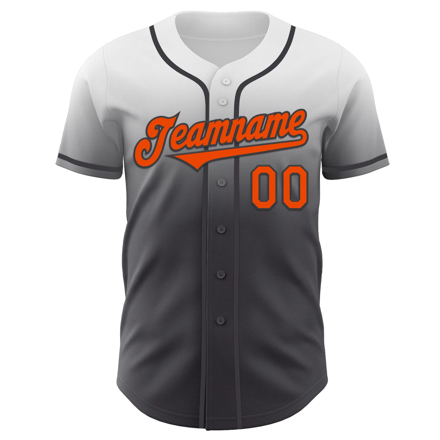 Custom White Orange-Steel Gray Authentic Fade Fashion Baseball Jersey