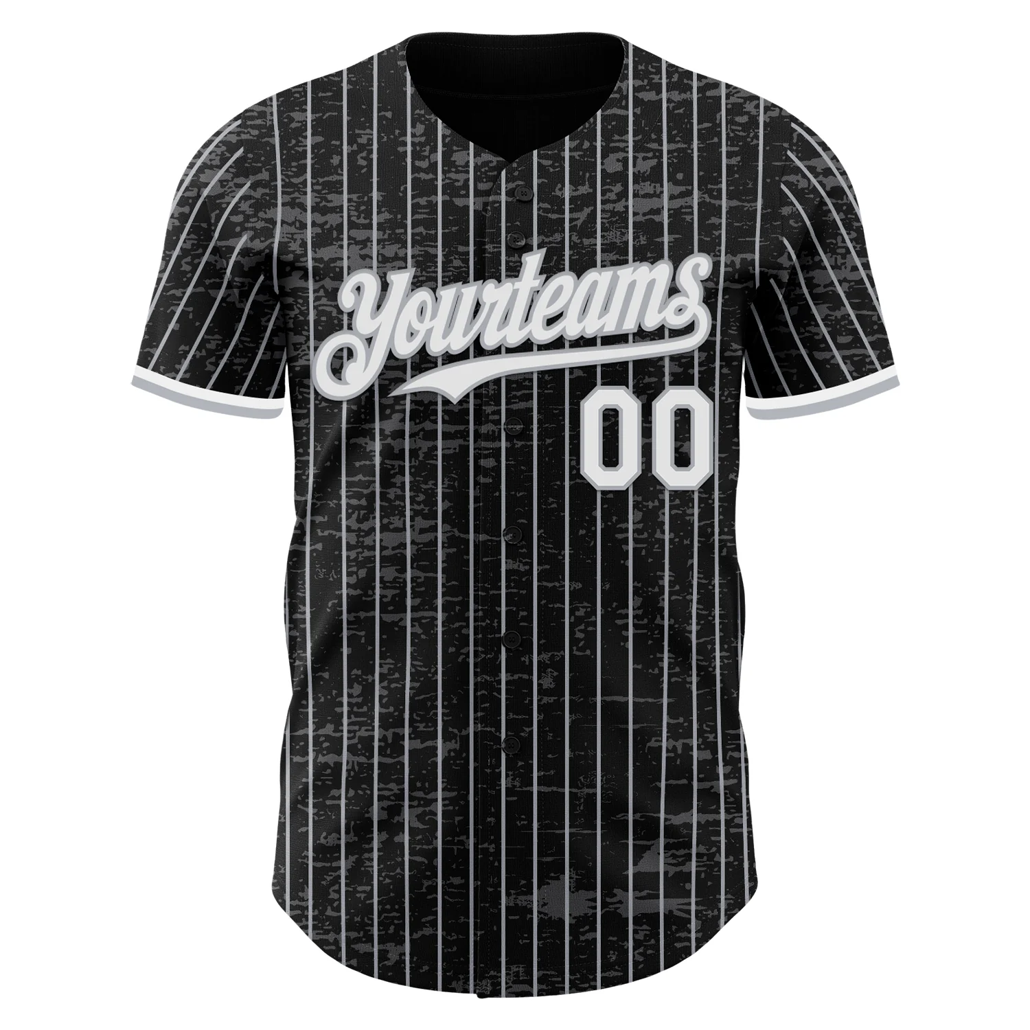Custom Black Gray Pinstripe White 3D Pattern Design Fragment Art Authentic Baseball Jersey