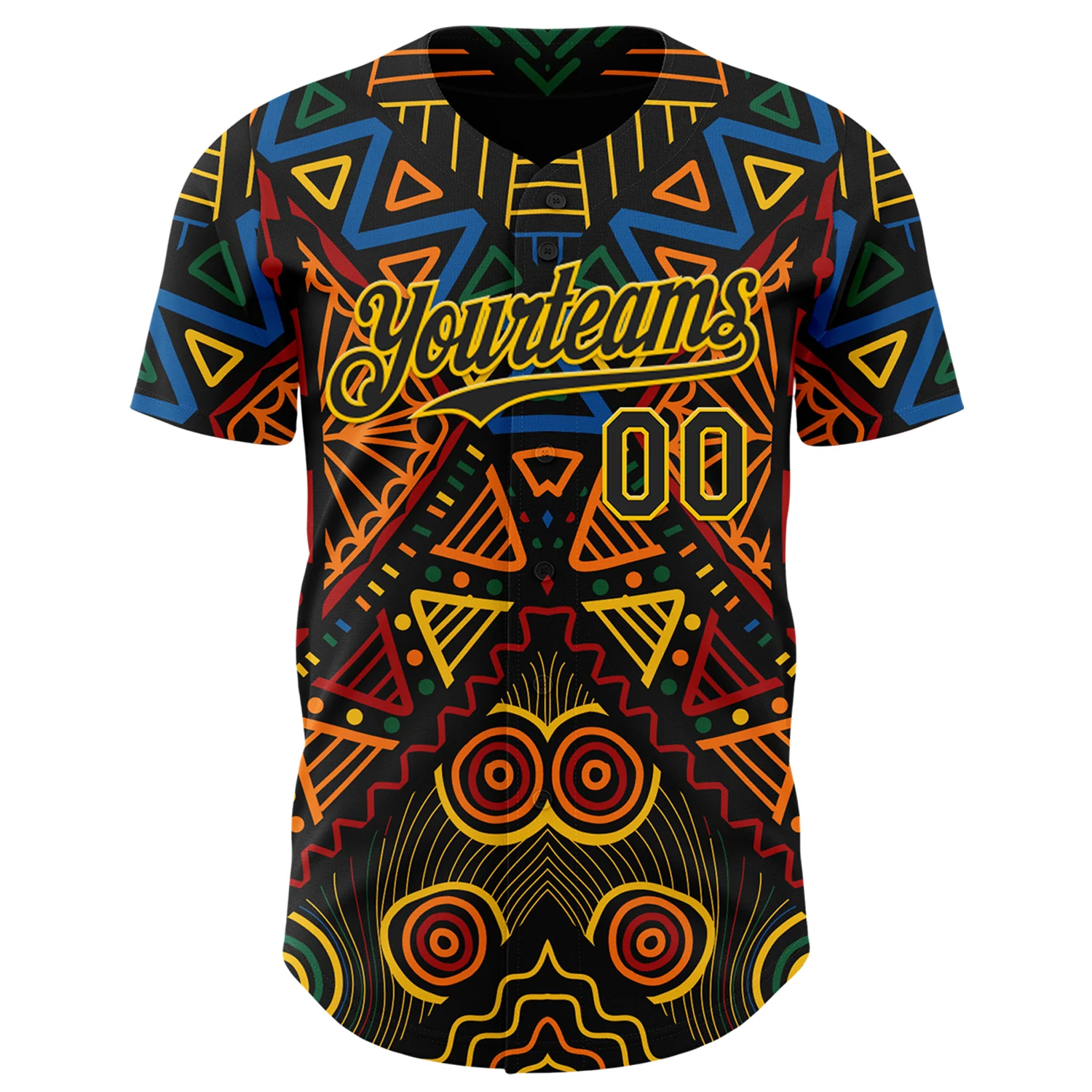 Custom Black Green Yellow Red-Blue 3D Pattern Design Black History Month African Ethnicity Style Abstract Geometric Authentic Baseball Jersey